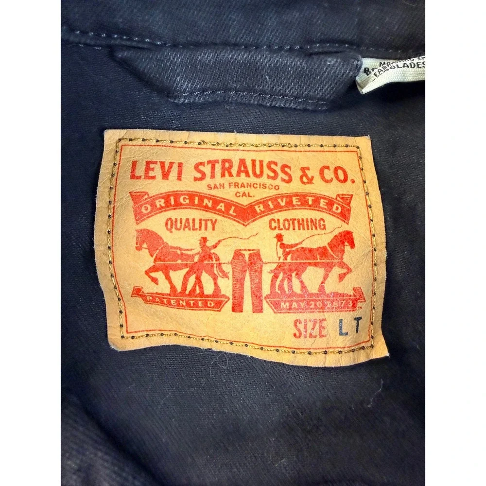 Levis Trucker Jacket Mens LT Large Tall Black Denim Faded Workwear Bangladesh